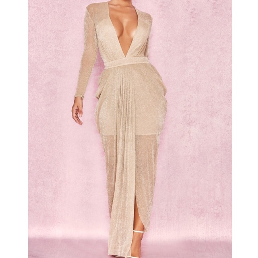 Gold sheer Chiffon dress